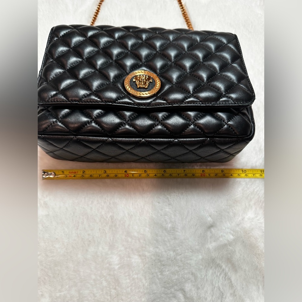 Versace Black Quilted Crossbody Bag with Gold Accents - Picture 16 of 17